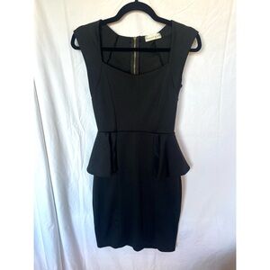 EUC Amber Blue Sleeveless Black Peplum Dress | Fitted Cocktail Party Mini LBD